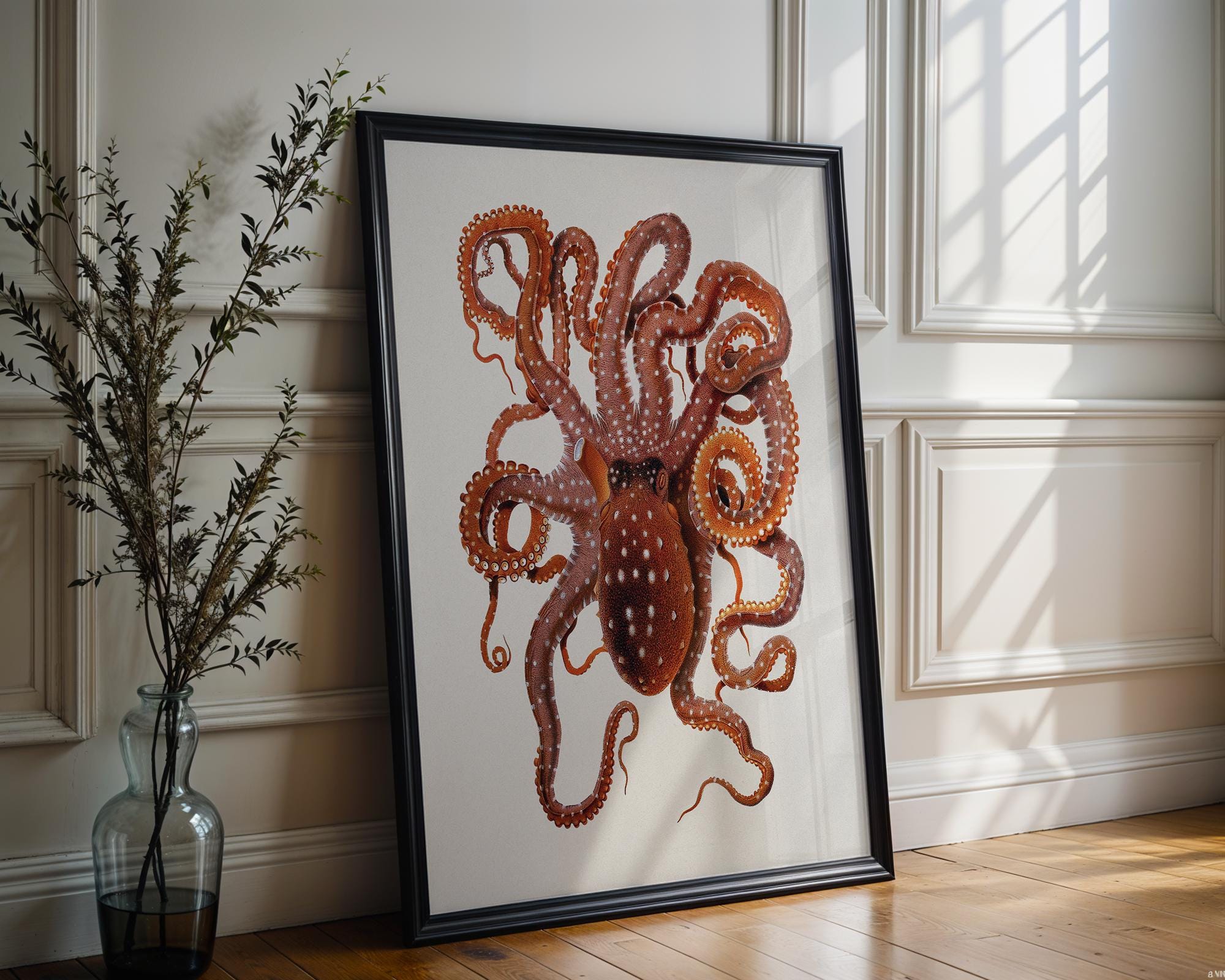 Octopus Vintage Wall Art – Antique Scientific Marine Illustration Poster, Ocean Creature Print for Coastal, Nautical or Academic Decor - Just Great Posters