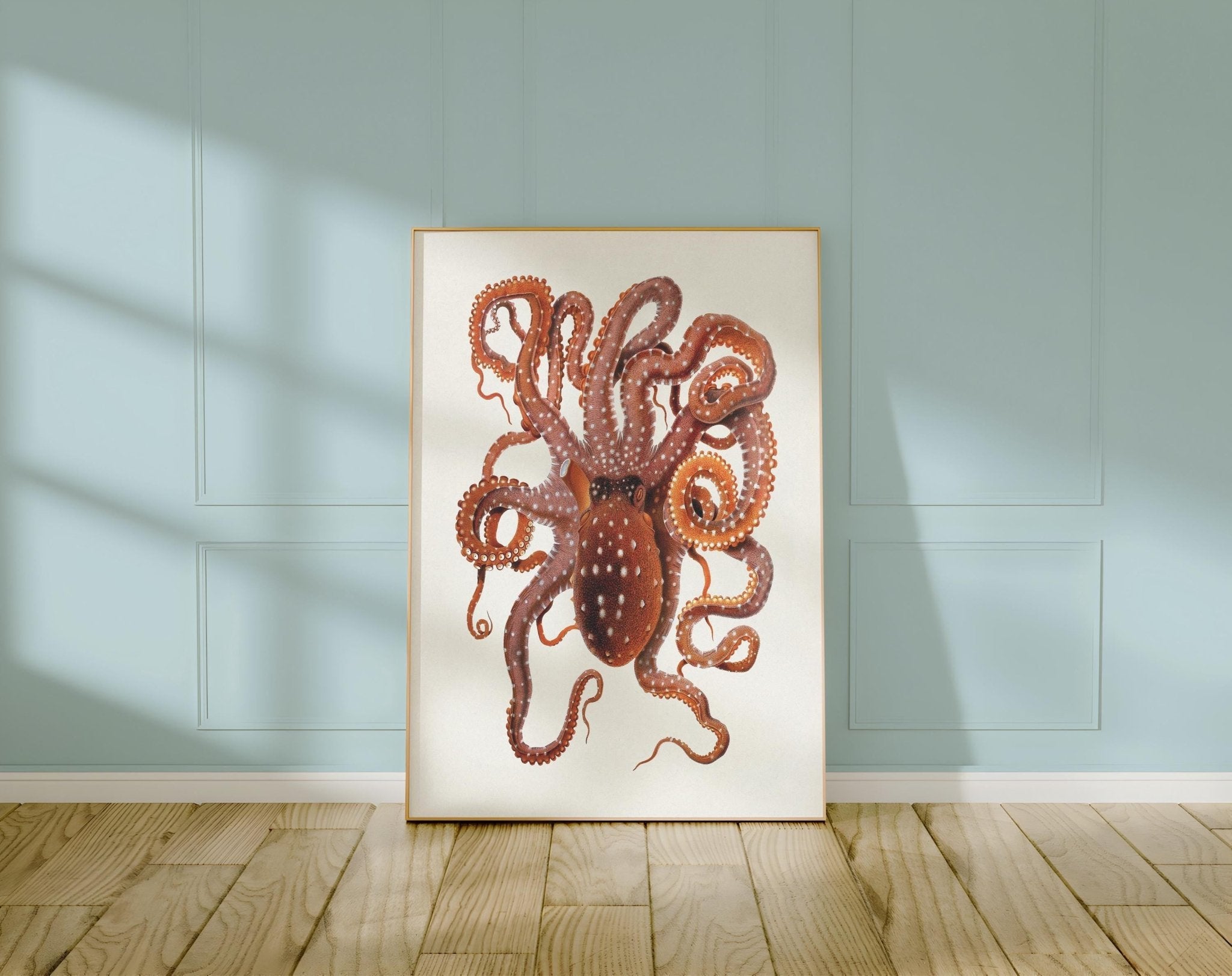 Octopus Vintage Wall Art – Antique Scientific Marine Illustration Poster, Ocean Creature Print for Coastal, Nautical or Academic Decor - Just Great Posters