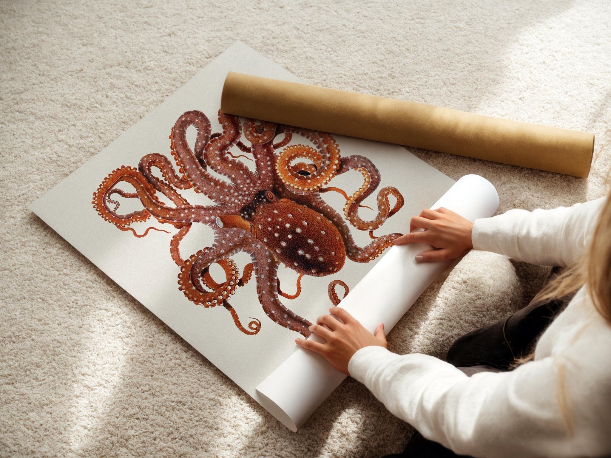 Octopus Vintage Wall Art – Antique Scientific Marine Illustration Poster, Ocean Creature Print for Coastal, Nautical or Academic Decor - Just Great Posters