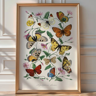 Butterfly Illustration Poster – Vintage Entomology Wall Art, Colorful Nature Print for Botanical Decor or Cottagecore Aesthetic, Scientific - Just Great Posters