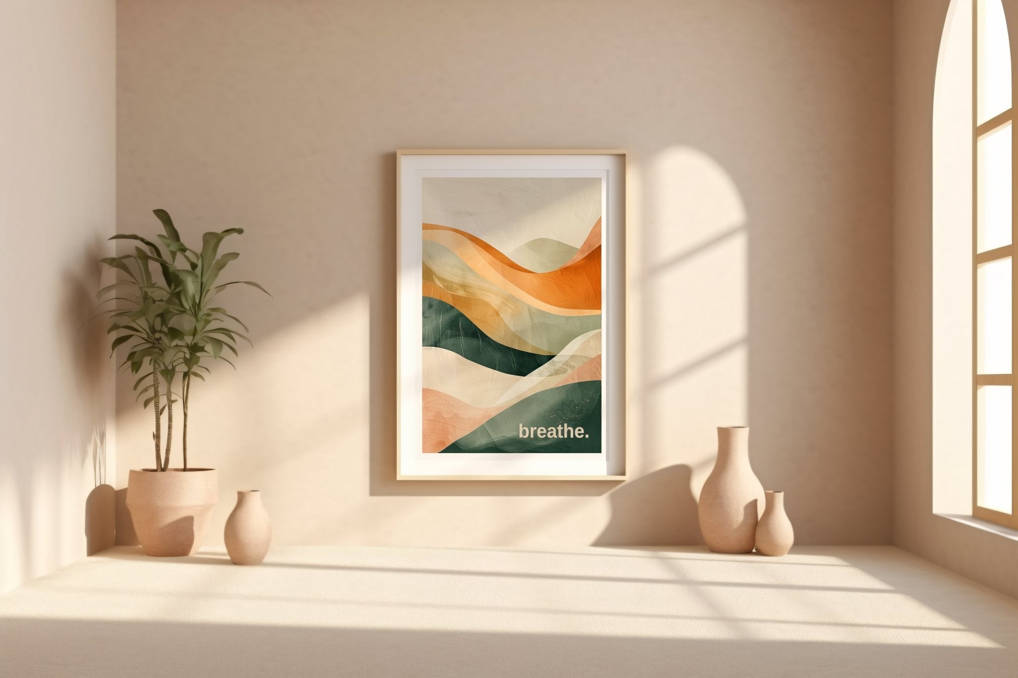 breathe. – Earth Tone Calm Print - Just Great Posters