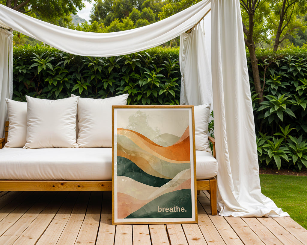 breathe. – Earth Tone Calm Print - Just Great Posters