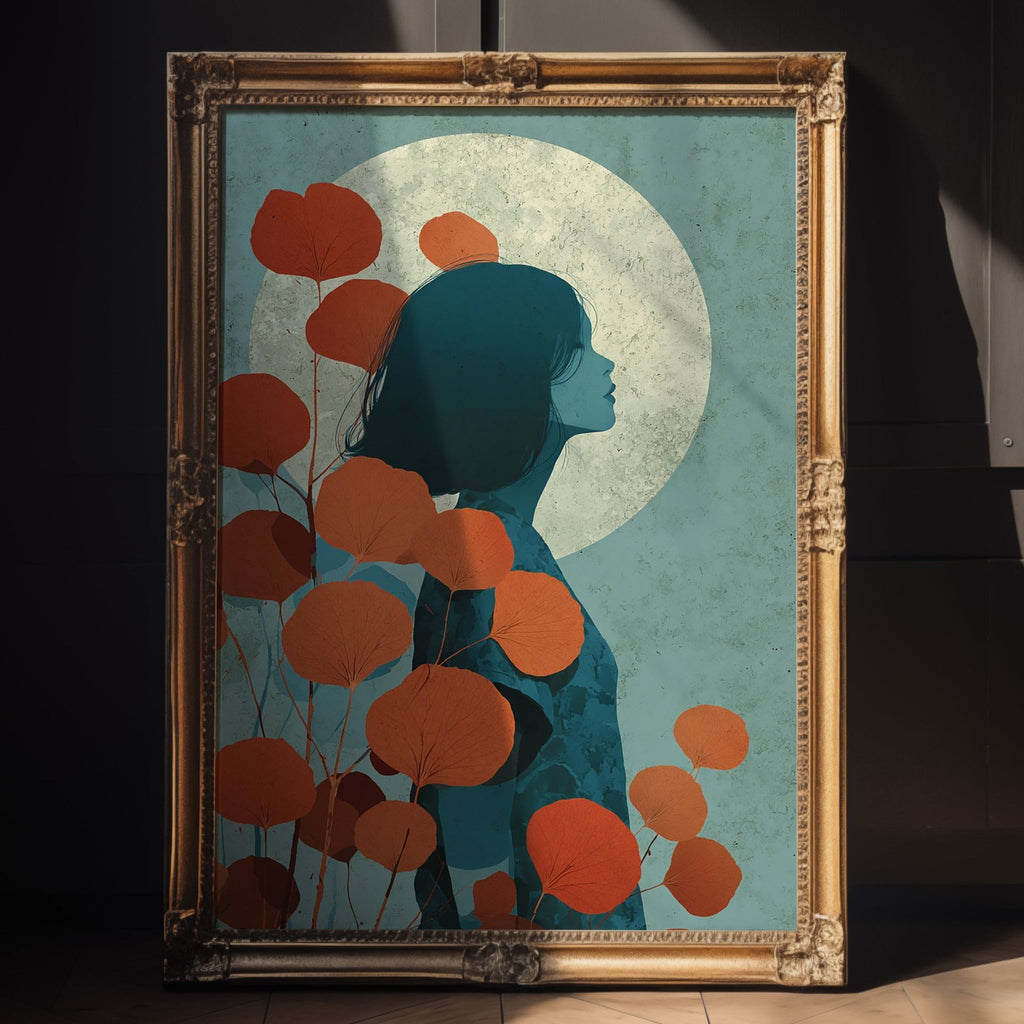Moonlit Girl Botanical Print - Just Great Posters