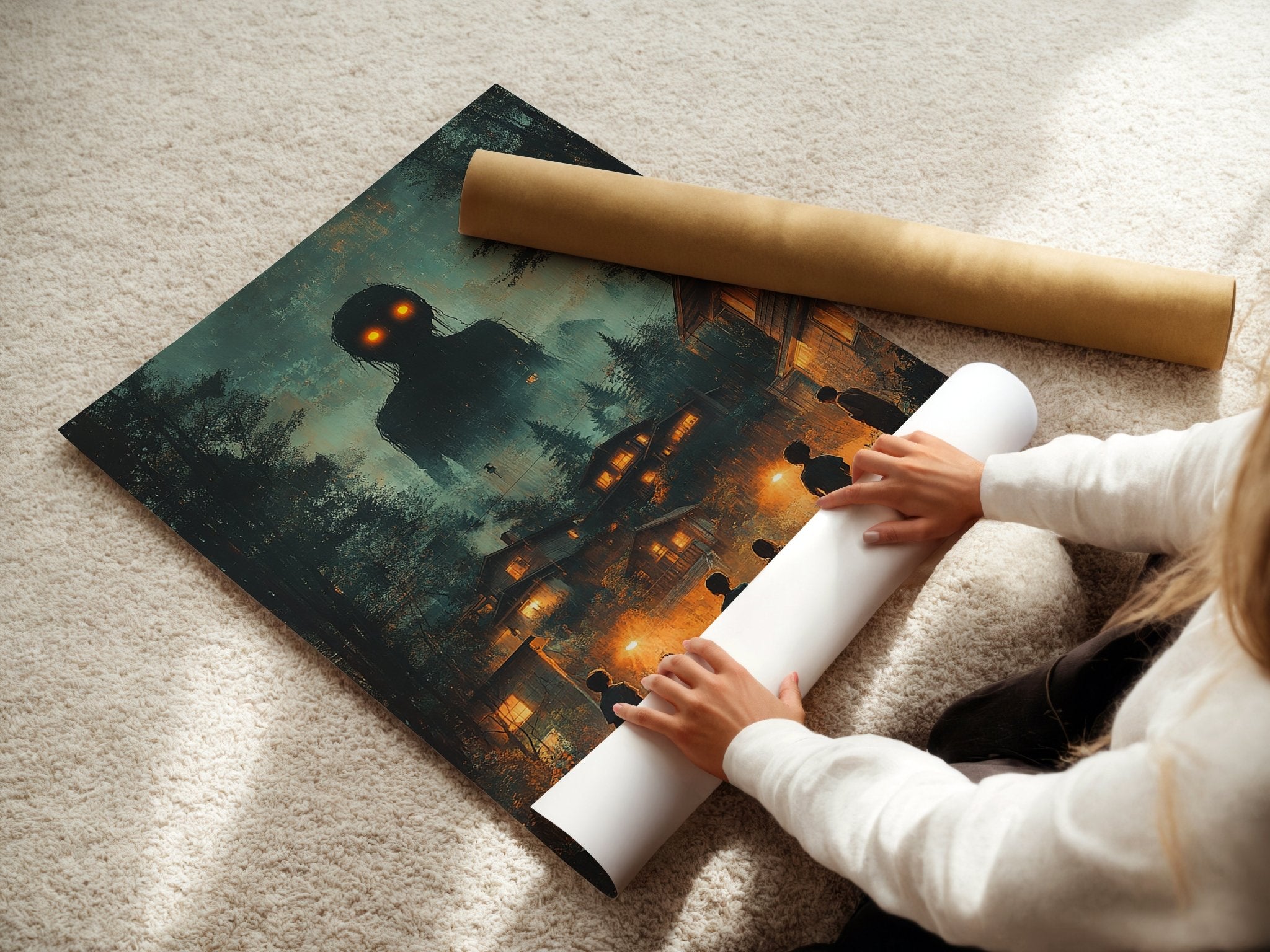 Glowing Eyes Forest Horror Poster - Just Great Posters