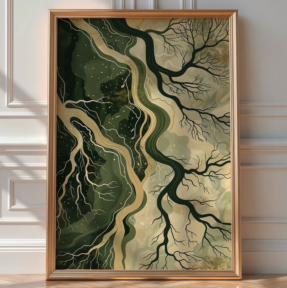 “Fractured Canopy” – Abstract Forest Root System Print - Just Great Posters