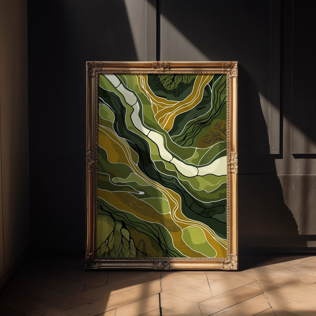 “Topographic Flow” – Abstract Earth Tone Landscape Print - Just Great Posters