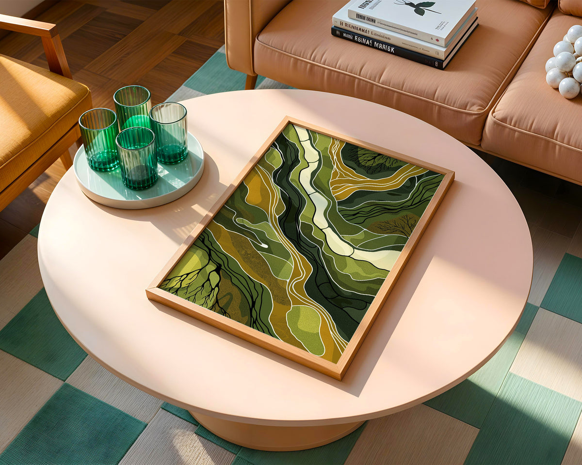 “Topographic Flow” – Abstract Earth Tone Landscape Print - Just Great Posters