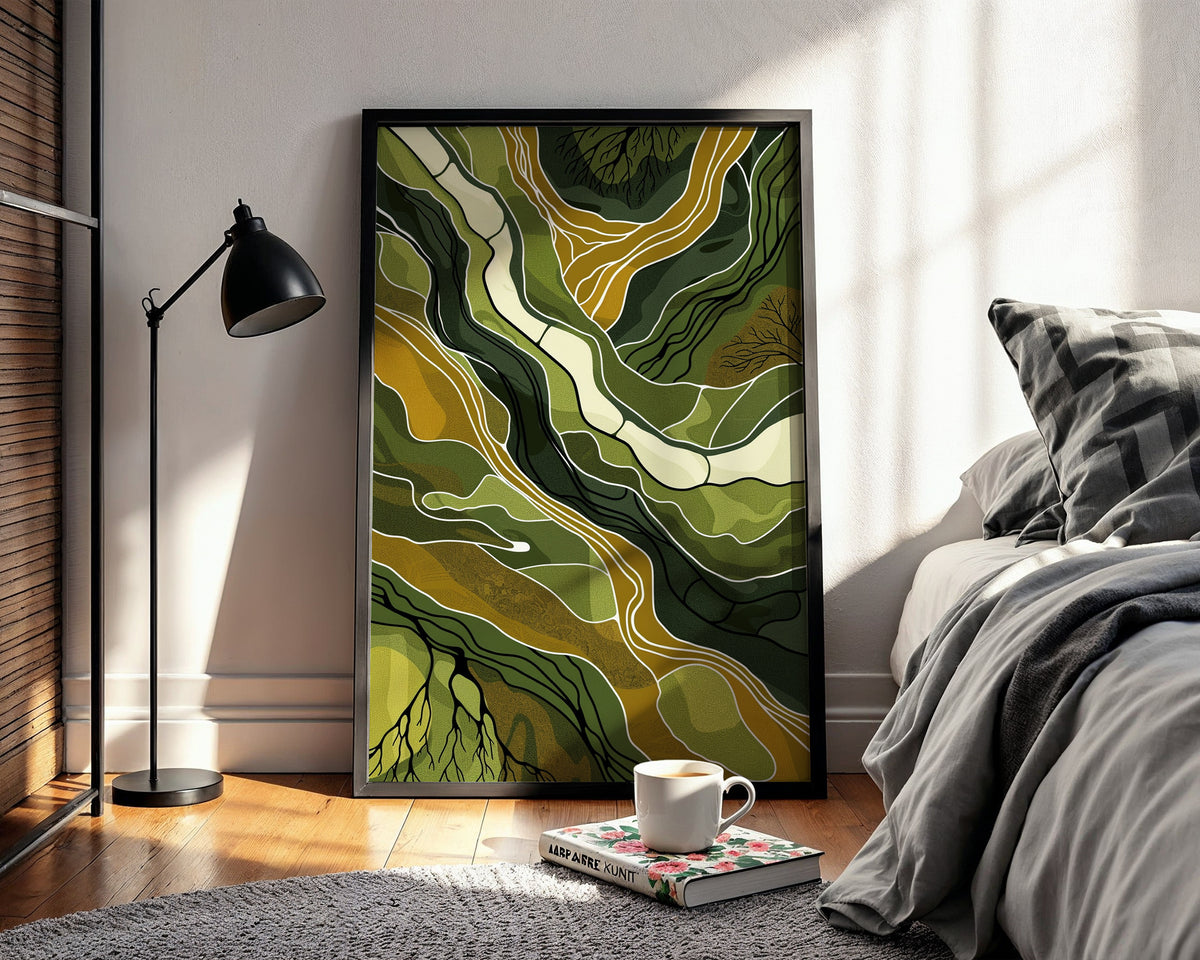 “Topographic Flow” – Abstract Earth Tone Landscape Print - Just Great Posters