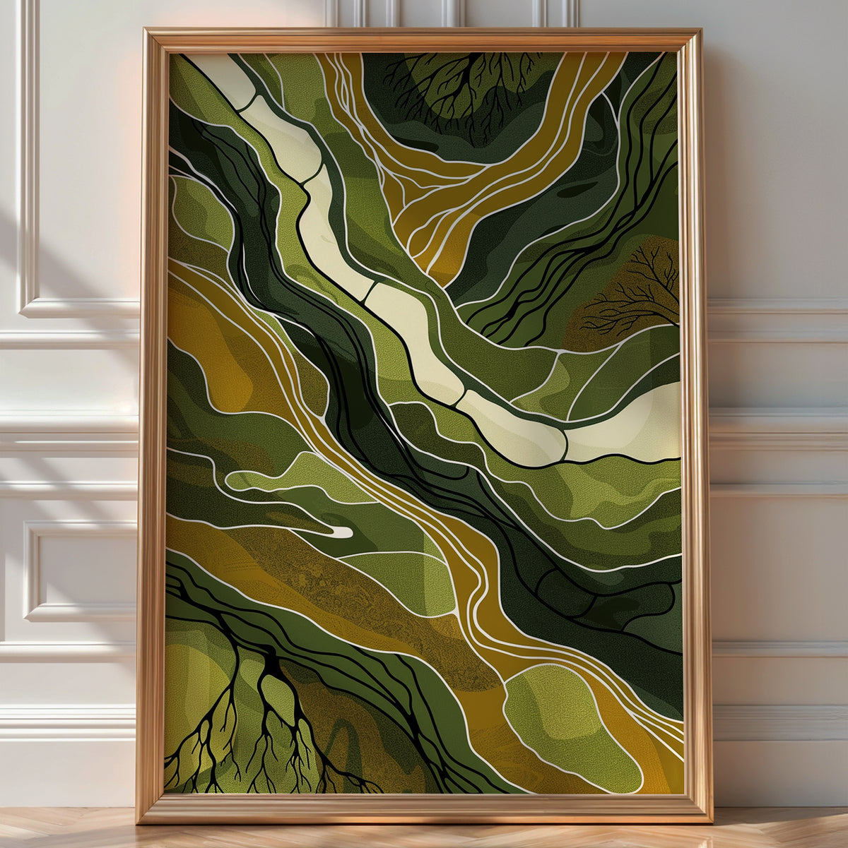 “Topographic Flow” – Abstract Earth Tone Landscape Print - Just Great Posters