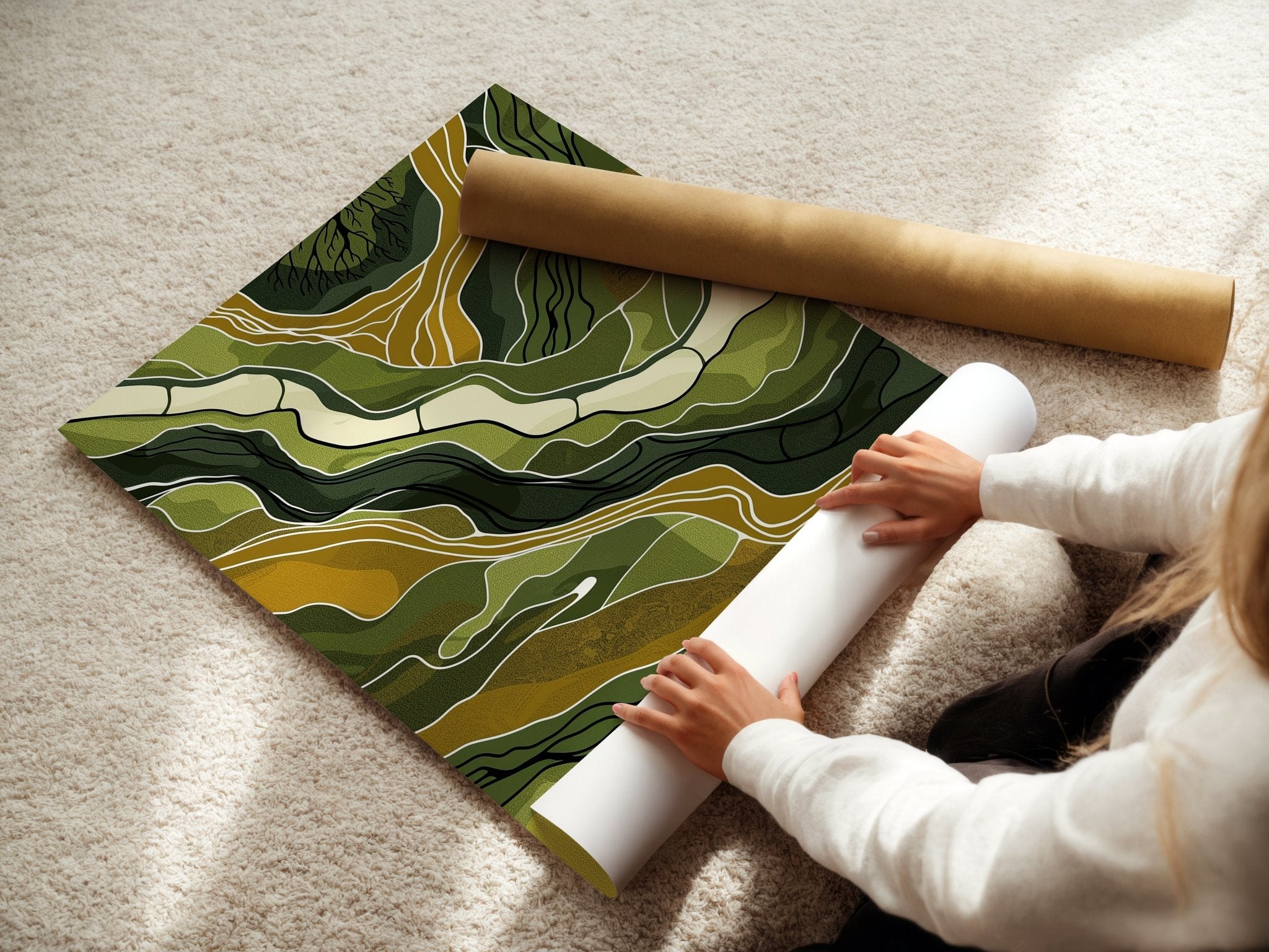 “Topographic Flow” – Abstract Earth Tone Landscape Print - Just Great Posters