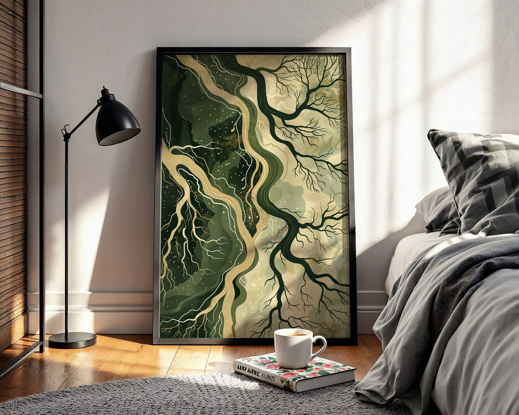 “Fractured Canopy” – Abstract Forest Root System Print - Just Great Posters