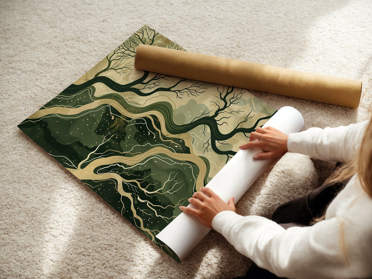 “Fractured Canopy” – Abstract Forest Root System Print - Just Great Posters