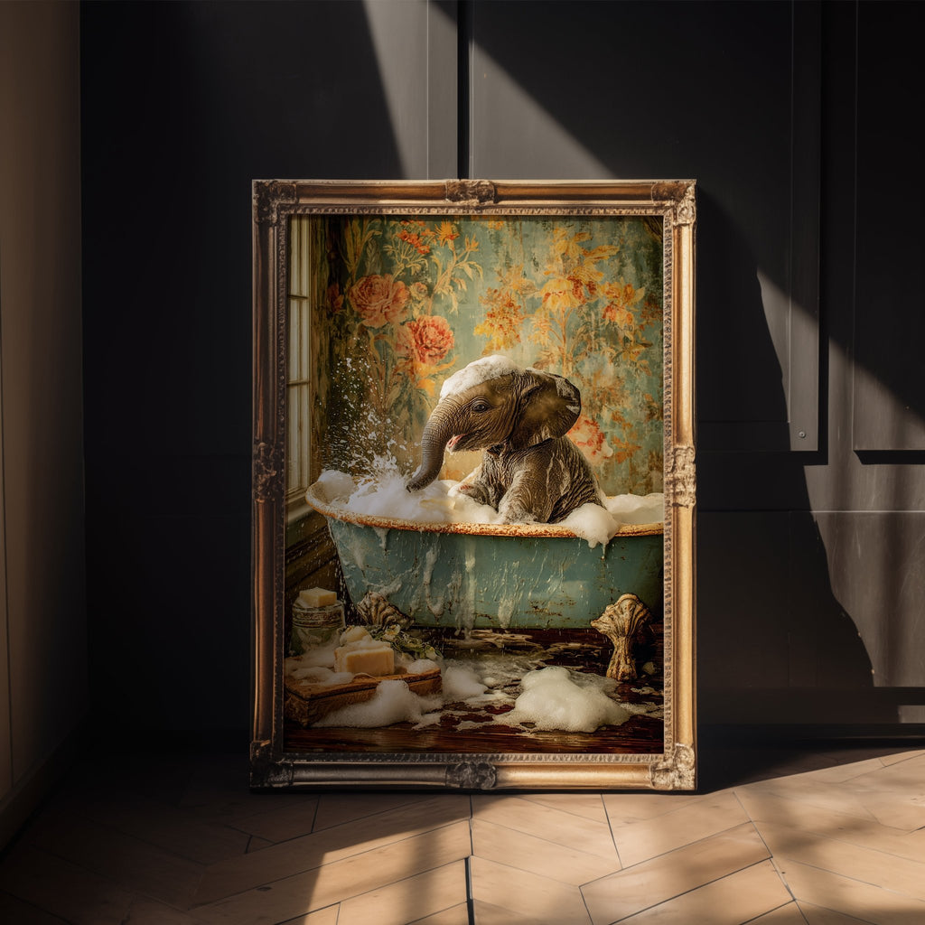 Baby Elephant Bathroom Art Print - Just Great Posters