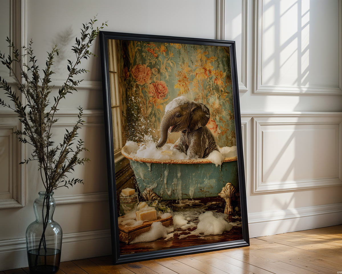 Baby Elephant Bathroom Art Print - Just Great Posters