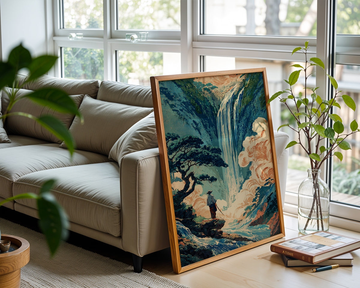 Hokusai - Style Waterfall Poster - Just Great Posters