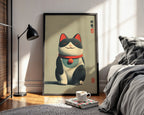 Lucky Cat Minimalist Print – Modern Maneki‑Neko Charm - Just Great Posters