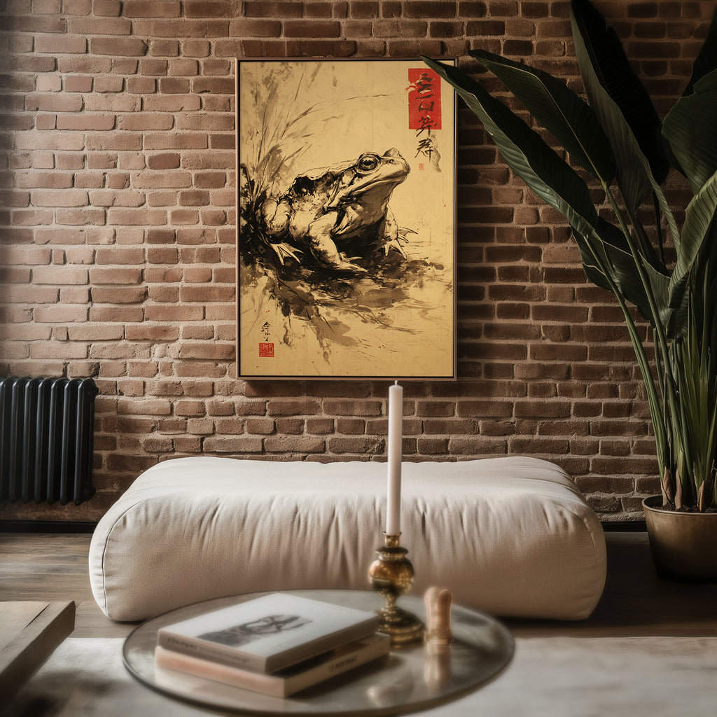 Temple Toad – Japanese Ink Frog Art Print - Just Great Posters