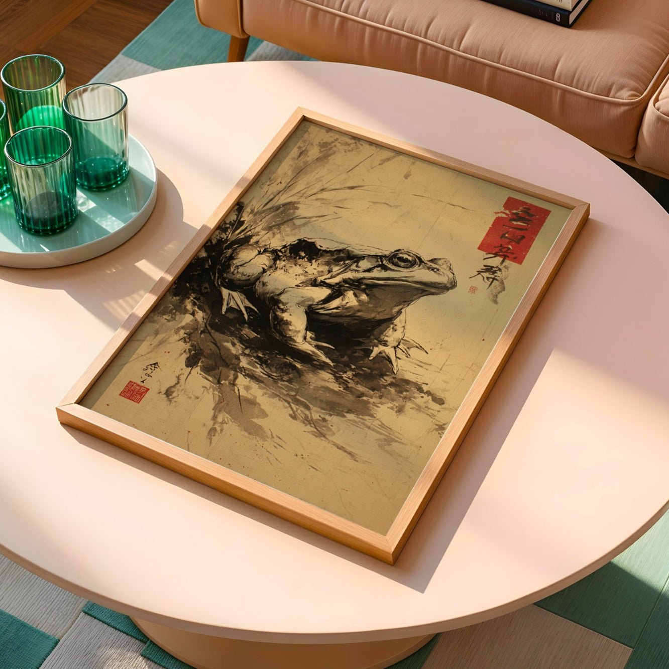Temple Toad – Japanese Ink Frog Art Print - Just Great Posters