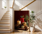 Holiday Candle Still Life poster displayed in a styled room setting