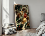 Festive Candle Flatlay poster mockup in a modern room setting