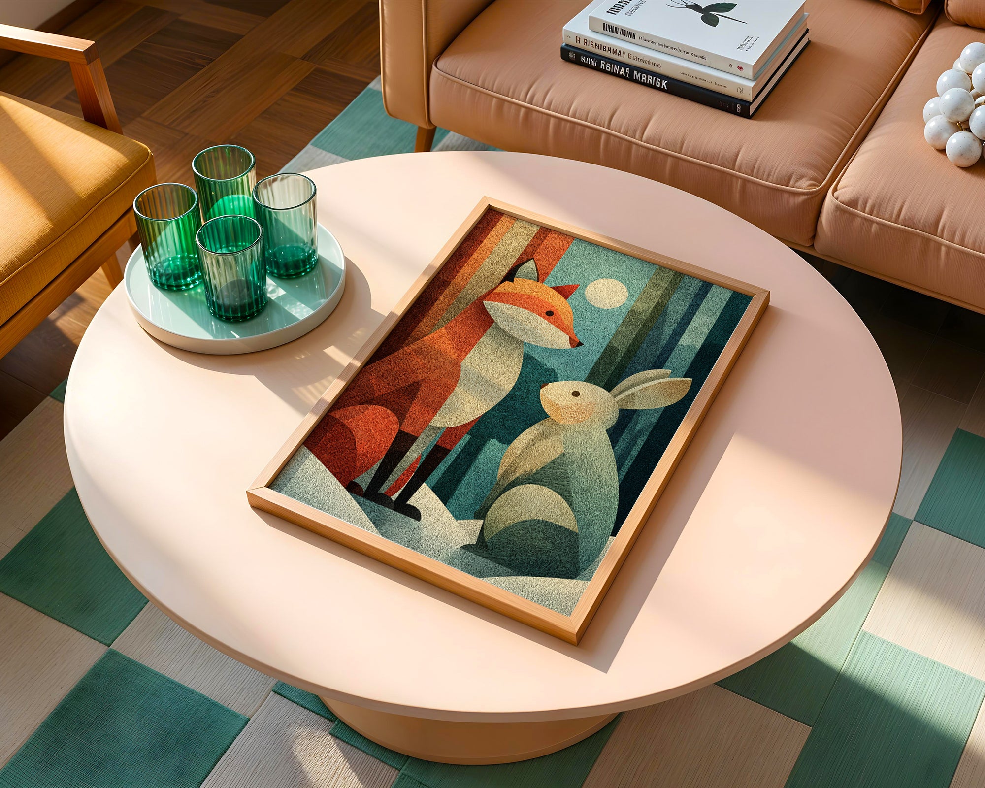 Fox and Bunny poster shown in an alternative frame style