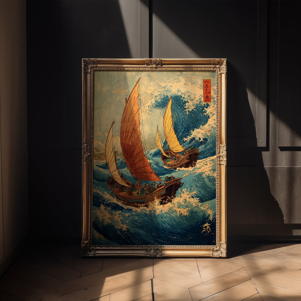 Storm Sailors – Japanese Woodblock Ocean Art Print - Just Great Posters