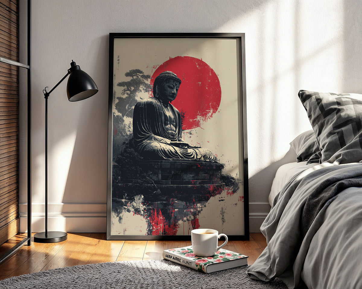 Great Buddha of Japan – Grunge Sunrise Poster - Just Great Posters