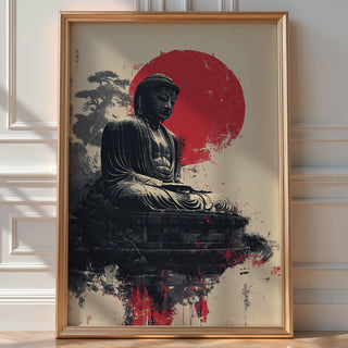 Great Buddha of Japan – Grunge Sunrise Poster - Just Great Posters