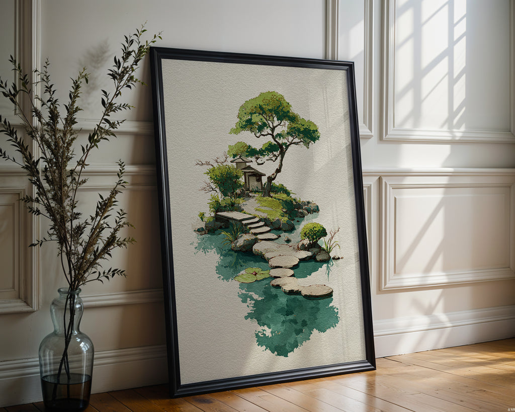 Watercolor Garden Gate with Stepping Stones - Just Great Posters