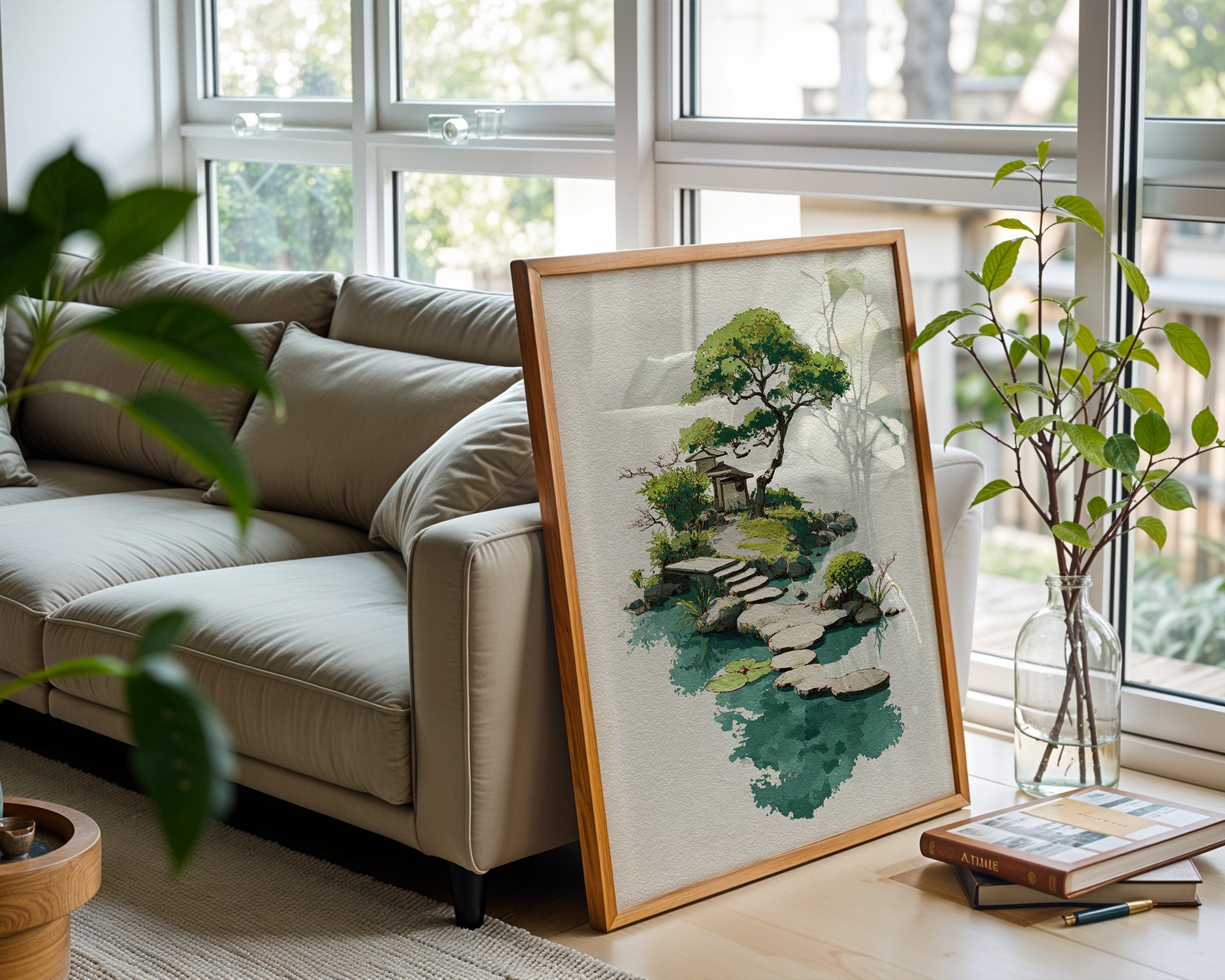 Watercolor Garden Gate with Stepping Stones - Just Great Posters
