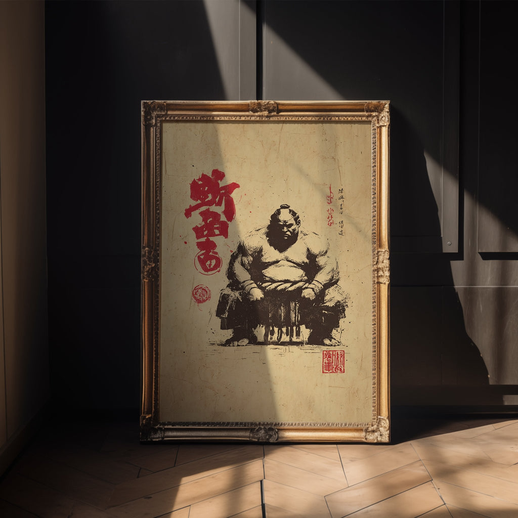 Wabi‑sabi Sumo Wrestler Illustration - Just Great Posters