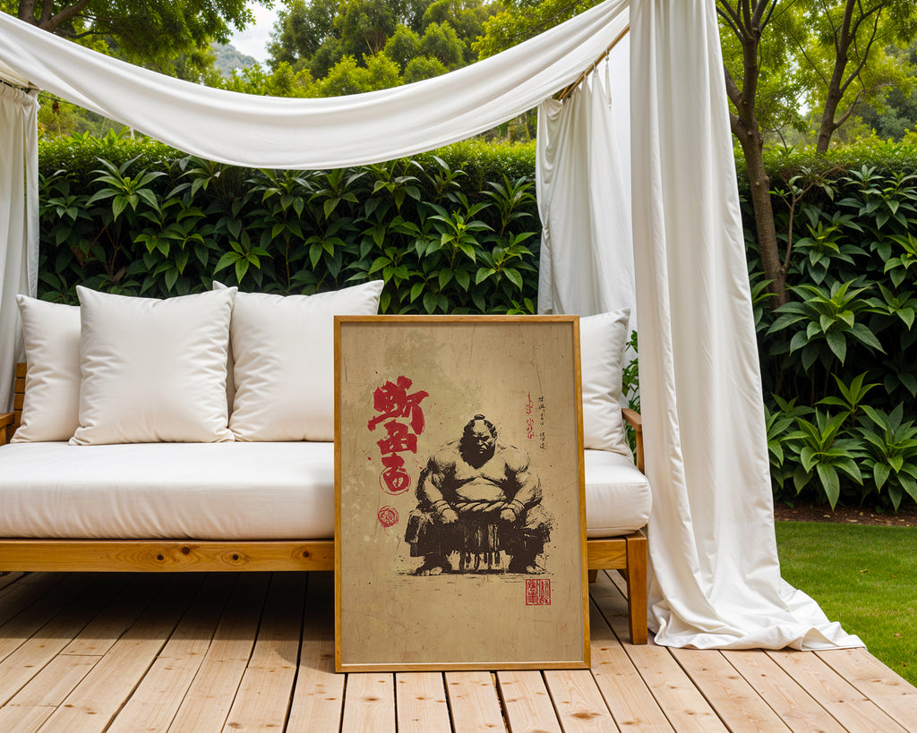 Wabi‑sabi Sumo Wrestler Illustration - Just Great Posters