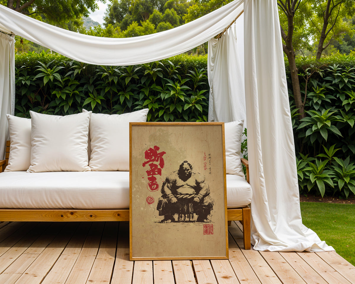 Wabi‑sabi Sumo Wrestler Illustration - Just Great Posters