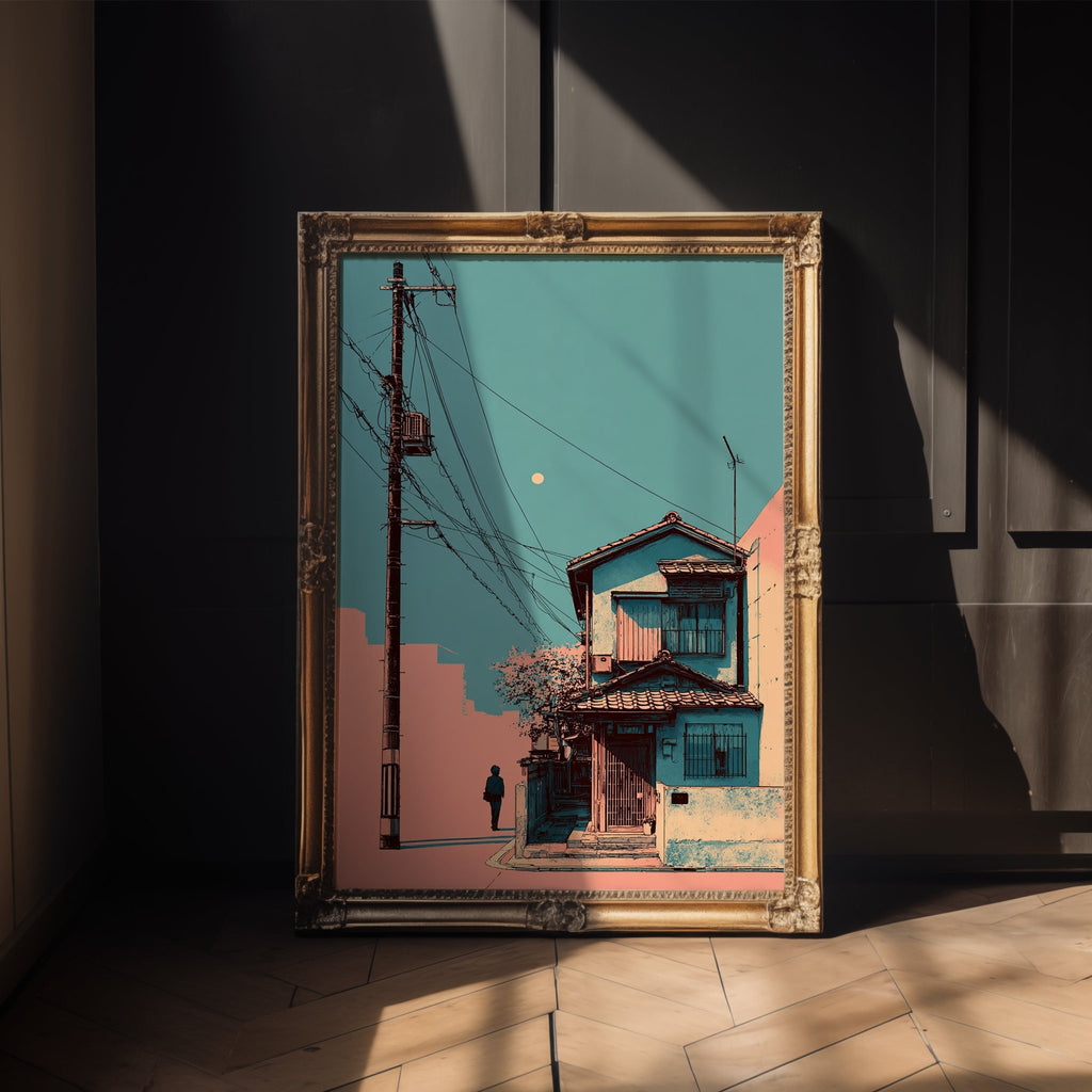Power Pole Moonrise – Pop Tokyo Cityscape Print - Just Great Posters