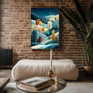 Winter Landscape Art Print – Minimalist Rolling Hills Wall Art - Just Great Posters