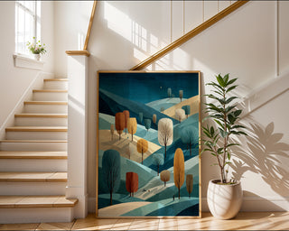 Winter Landscape Art Print – Minimalist Rolling Hills Wall Art - Just Great Posters