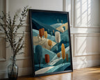 Winter Landscape poster displayed in a cosy interior setting