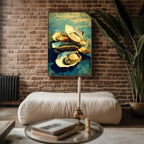 Oyster Shell Still Life Art Print – Coastal Kitchen Wall Art for Beach House or Nautical Dining Decor - Just Great Posters