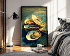 Oyster Shell Still Life Art Print – Coastal Kitchen Wall Art for Beach House or Nautical Dining Decor - Just Great Posters