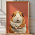 Guinea Pig Portrait – Cute Coral Background Art Print - Just Great Posters