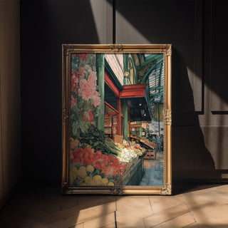 Market Morning – Watercolor Street Market Art Print - Just Great Posters