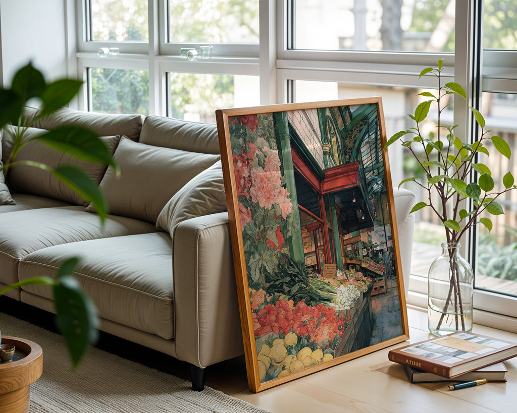 Market Morning – Watercolor Street Market Art Print - Just Great Posters
