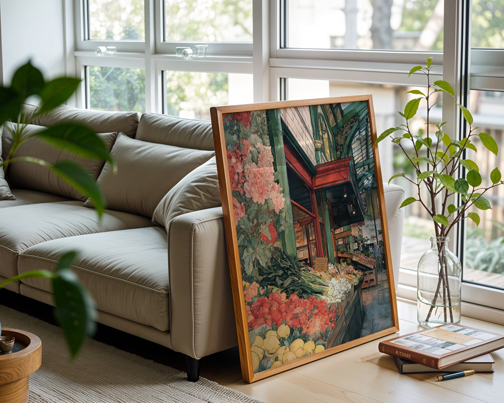 Market Morning – Watercolor Street Market Art Print - Just Great Posters