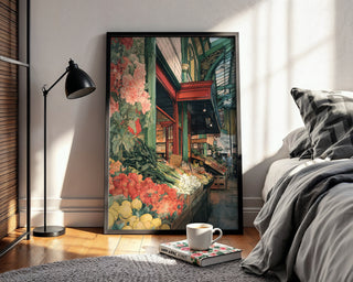 Market Morning – Watercolor Street Market Art Print - Just Great Posters