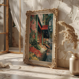 Market Morning – Watercolor Street Market Art Print - Just Great Posters