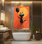 Unicycle Cat & Balloon Poster – Whimsical Cartoon Pet Print - Just Great Posters