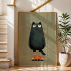 Roller Cat Poster – Playful Modern Pet Art Print - Just Great Posters