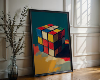 Retro Rubik's Cube Art Print – Colorful Vintage Puzzle Wall Decor - Just Great Posters