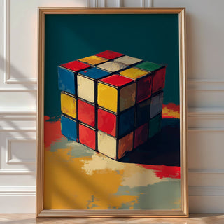 Retro Rubik's Cube Art Print – Colorful Vintage Puzzle Wall Decor - Just Great Posters