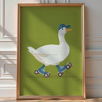 Funny Goose on Roller Skates Poster – Whimsical Animal Wall Art with Attitude - Just Great Posters